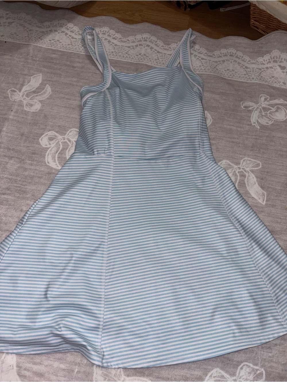 Tommy Bahama Light Blue & White Striped Mini Dress